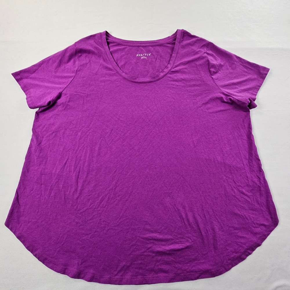 Ava & Viv Pink Short Sleeve Cotton Blend T-Shirt women's 3X